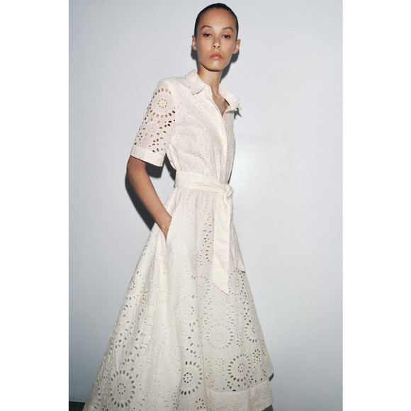 Zara Embroidered Shirt Dress Size XS - Picture 3 of 9